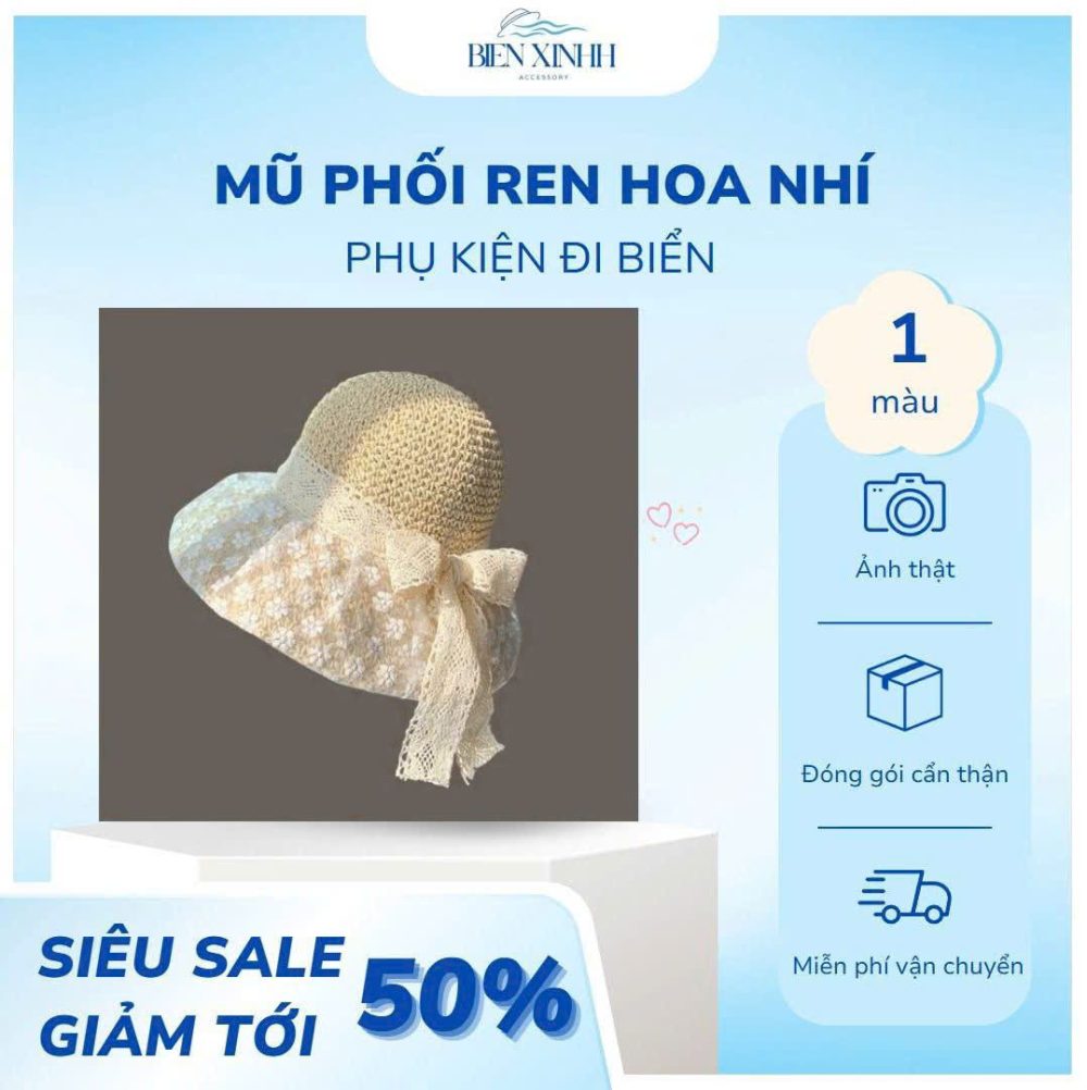 mũ phối ren hoa nhí