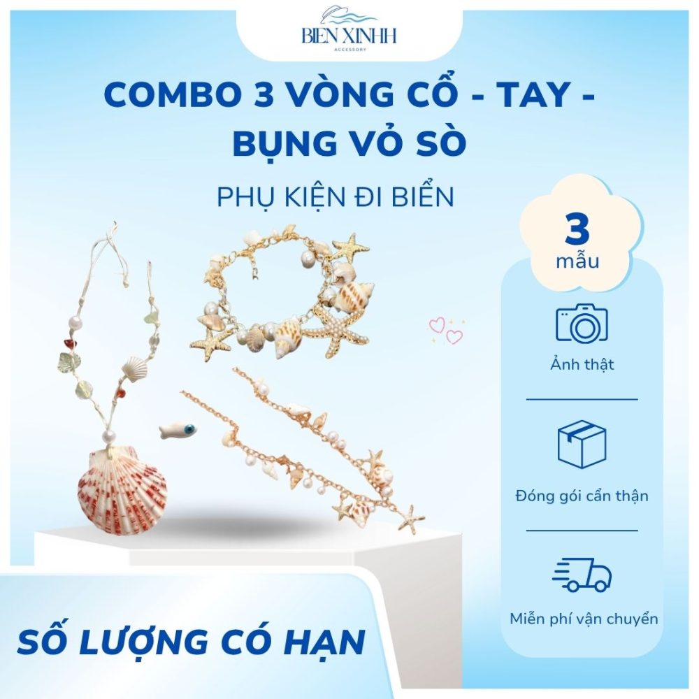Combo vòng tay, bụng, cổ vỏ sò