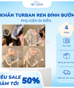 Khăn trùm đầu ren hình bướm Biển Xinhh băng đô đi biển