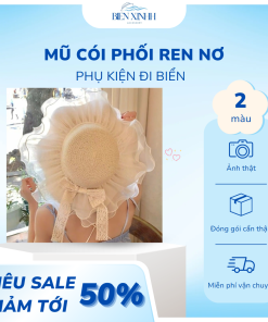 Mũ cói phối ren nơ