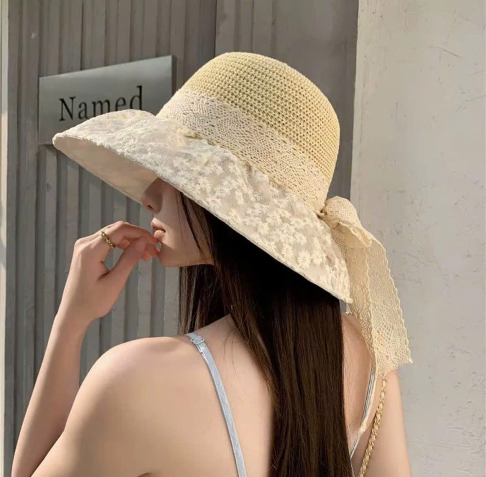 mũ phối ren hoa nhí